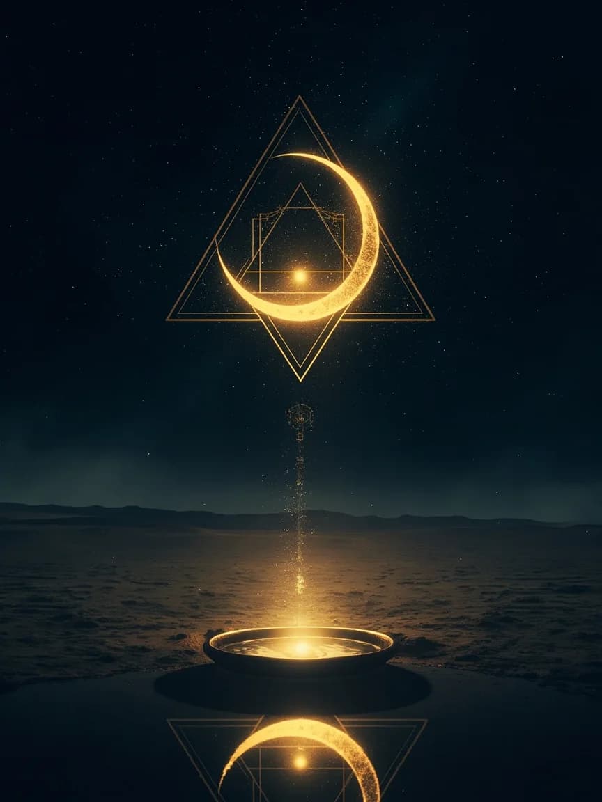 Sacred healing sigil above a reflective basin